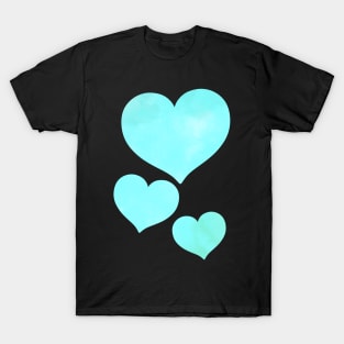 Blue Watercolor Hearts T-Shirt